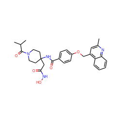 Cc1cc(COc2ccc(C(=O)NC3(CC(=O)NO)CCN(C(=O)C(C)C)CC3)cc2)c2ccccc2n1 ZINC000036351980