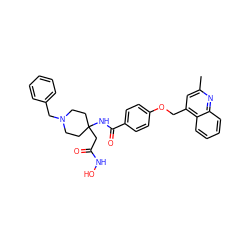 Cc1cc(COc2ccc(C(=O)NC3(CC(=O)NO)CCN(Cc4ccccc4)CC3)cc2)c2ccccc2n1 ZINC000036351991