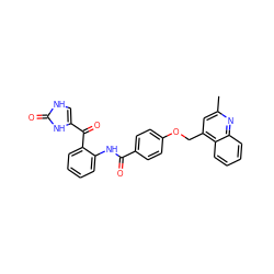 Cc1cc(COc2ccc(C(=O)Nc3ccccc3C(=O)c3c[nH]c(=O)[nH]3)cc2)c2ccccc2n1 ZINC000028708259