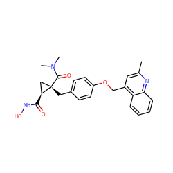 Cc1cc(COc2ccc(C[C@]3(C(=O)N(C)C)C[C@@H]3C(=O)NO)cc2)c2ccccc2n1 ZINC000029135182