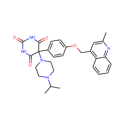 Cc1cc(COc2ccc(C3(N4CCN(C(C)C)CC4)C(=O)NC(=O)NC3=O)cc2)c2ccccc2n1 ZINC000023247646