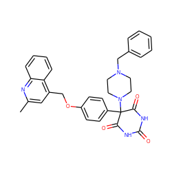 Cc1cc(COc2ccc(C3(N4CCN(Cc5ccccc5)CC4)C(=O)NC(=O)NC3=O)cc2)c2ccccc2n1 ZINC000023254512