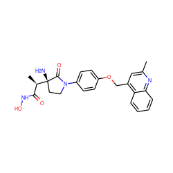 Cc1cc(COc2ccc(N3CC[C@](N)([C@H](C)C(=O)NO)C3=O)cc2)c2ccccc2n1 ZINC000013490352