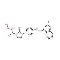 Cc1cc(COc2ccc(N3CC[C@H]([C@H](O)C(=O)NO)C3=O)cc2)c2ccccc2n1 ZINC000013490343