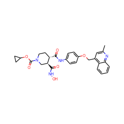 Cc1cc(COc2ccc(NC(=O)[C@H]3CCN(C(=O)OC4CC4)C[C@@H]3C(=O)NO)cc2)c2ccccc2n1 ZINC000013587723