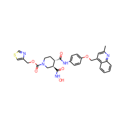 Cc1cc(COc2ccc(NC(=O)[C@H]3CCN(C(=O)OCc4cscn4)C[C@@H]3C(=O)NO)cc2)c2ccccc2n1 ZINC000027433114