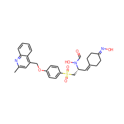 Cc1cc(COc2ccc(S(=O)(=O)C[C@@H](C=C3CCC(=NO)CC3)N(O)C=O)cc2)c2ccccc2n1 ZINC000026736031