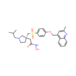 Cc1cc(COc2ccc(S(=O)(=O)C[C@]3(CC(=O)NO)CCN(CC(C)C)C3)cc2)c2ccccc2n1 ZINC000028373060