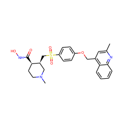 Cc1cc(COc2ccc(S(=O)(=O)C[C@H]3CN(C)CC[C@H]3C(=O)NO)cc2)c2ccccc2n1 ZINC000000595455