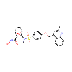 Cc1cc(COc2ccc(S(=O)(=O)N(C)[C@@H]3[C@H]4CC[C@H](O4)[C@@H]3C(=O)NO)cc2)c2ccccc2n1 ZINC000036479649