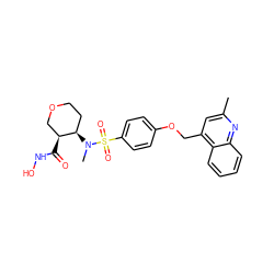 Cc1cc(COc2ccc(S(=O)(=O)N(C)[C@@H]3CCOC[C@@H]3C(=O)NO)cc2)c2ccccc2n1 ZINC000036486344