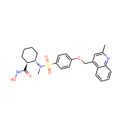 Cc1cc(COc2ccc(S(=O)(=O)N(C)[C@H]3CCCC[C@@H]3C(=O)NO)cc2)c2ccccc2n1 ZINC000036488232