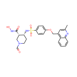 Cc1cc(COc2ccc(S(=O)(=O)N[C@@H]3CCN(C=O)C[C@@H]3C(=O)NO)cc2)c2ccccc2n1 ZINC000036486349