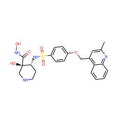 Cc1cc(COc2ccc(S(=O)(=O)N[C@@H]3CCNC[C@]3(O)C(=O)NO)cc2)c2ccccc2n1 ZINC000036487963