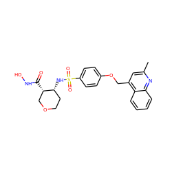 Cc1cc(COc2ccc(S(=O)(=O)N[C@@H]3CCOC[C@@H]3C(=O)NO)cc2)c2ccccc2n1 ZINC000036486342