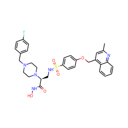 Cc1cc(COc2ccc(S(=O)(=O)NC[C@@H](C(=O)NO)N3CCN(Cc4ccc(F)cc4)CC3)cc2)c2ccccc2n1 ZINC000114992420