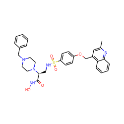 Cc1cc(COc2ccc(S(=O)(=O)NC[C@@H](C(=O)NO)N3CCN(Cc4ccccc4)CC3)cc2)c2ccccc2n1 ZINC000114990586