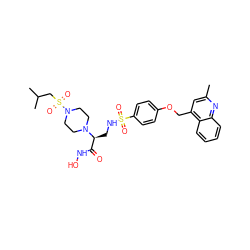 Cc1cc(COc2ccc(S(=O)(=O)NC[C@@H](C(=O)NO)N3CCN(S(=O)(=O)CC(C)C)CC3)cc2)c2ccccc2n1 ZINC000114993465