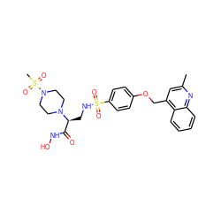 Cc1cc(COc2ccc(S(=O)(=O)NC[C@@H](C(=O)NO)N3CCN(S(C)(=O)=O)CC3)cc2)c2ccccc2n1 ZINC000114991452