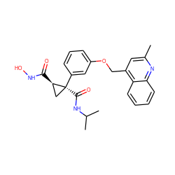 Cc1cc(COc2cccc([C@@]3(C(=O)NC(C)C)C[C@H]3C(=O)NO)c2)c2ccccc2n1 ZINC000029135081