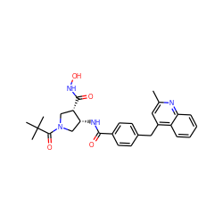 Cc1cc(Cc2ccc(C(=O)N[C@@H]3CN(C(=O)C(C)(C)C)C[C@@H]3C(=O)NO)cc2)c2ccccc2n1 ZINC000028821954