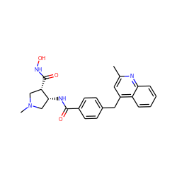 Cc1cc(Cc2ccc(C(=O)N[C@@H]3CN(C)C[C@@H]3C(=O)NO)cc2)c2ccccc2n1 ZINC000028821949