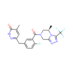 Cc1cc(Cc2ccc(F)c(C(=O)N3Cc4nnc(C(F)(F)F)n4[C@H](C)C3)c2)n[nH]c1=O ZINC000208091792