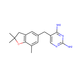 Cc1cc(Cc2cnc(N)nc2N)cc2c1OC(C)(C)C2 ZINC000029568789