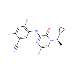 Cc1cc(Cl)c(Nc2nc(Cl)cn([C@H](C)C3CC3)c2=O)cc1C#N ZINC000043074820