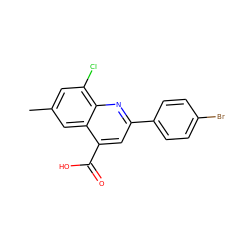 Cc1cc(Cl)c2nc(-c3ccc(Br)cc3)cc(C(=O)O)c2c1 ZINC000027624555