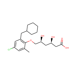 Cc1cc(Cl)cc(CC2CCCCC2)c1OC[C@@H](O)C[C@@H](O)CC(=O)O ZINC000013824712