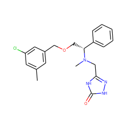 Cc1cc(Cl)cc(COC[C@H](c2ccccc2)N(C)Cc2n[nH]c(=O)[nH]2)c1 ZINC000027645474