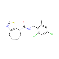 Cc1cc(Cl)cc(Cl)c1CNC(=O)[C@@H]1CCCCc2ncsc21 ZINC000220883560