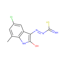 Cc1cc(Cl)cc2c(/N=N/C(=N)S)c(O)[nH]c12 ZINC000013553652