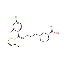 Cc1cc(Cl)ccc1/C(=N\OCCN1CCC[C@@H](C(=O)O)C1)c1sccc1C ZINC000013799995