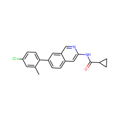 Cc1cc(Cl)ccc1-c1ccc2cc(NC(=O)C3CC3)ncc2c1 ZINC000169699928