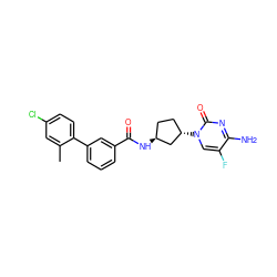 Cc1cc(Cl)ccc1-c1cccc(C(=O)N[C@H]2CC[C@H](n3cc(F)c(N)nc3=O)C2)c1 ZINC000049021661