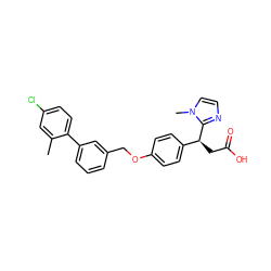 Cc1cc(Cl)ccc1-c1cccc(COc2ccc([C@H](CC(=O)O)c3nccn3C)cc2)c1 ZINC000043150990