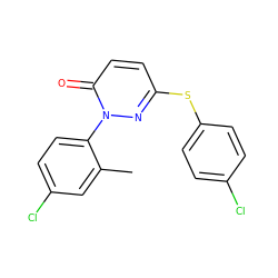 Cc1cc(Cl)ccc1-n1nc(Sc2ccc(Cl)cc2)ccc1=O ZINC000014961535