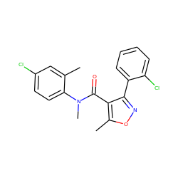 Cc1cc(Cl)ccc1N(C)C(=O)c1c(-c2ccccc2Cl)noc1C ZINC000045371007