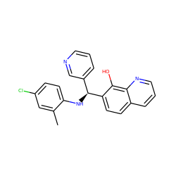 Cc1cc(Cl)ccc1N[C@@H](c1cccnc1)c1ccc2cccnc2c1O ZINC000096287667