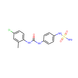 Cc1cc(Cl)ccc1NC(=O)Nc1ccc(NS(N)(=O)=O)cc1 ZINC000095588973