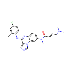 Cc1cc(Cl)ccc1Nc1nc2ccc(N(C)C(=O)/C=C/CN(C)C)cc2n2cncc12 ZINC000073168225