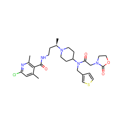 Cc1cc(Cl)nc(C)c1C(=O)NCC[C@@H](C)N1CCC(N(Cc2ccsc2)C(=O)CN2CCOC2=O)CC1 ZINC000043151573