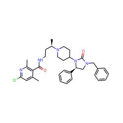 Cc1cc(Cl)nc(C)c1C(=O)NCC[C@@H](C)N1CCC(N2C(=O)N(Cc3ccccc3)C[C@H]2c2ccccc2)CC1 ZINC000096285345