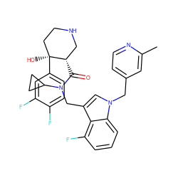 Cc1cc(Cn2cc(CN(C(=O)[C@H]3CNCC[C@]3(O)c3ccc(F)c(F)c3)C3CC3)c3c(F)cccc32)ccn1 ZINC000073139405