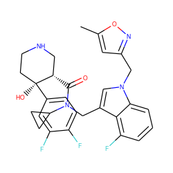 Cc1cc(Cn2cc(CN(C(=O)[C@H]3CNCC[C@]3(O)c3ccc(F)c(F)c3)C3CC3)c3c(F)cccc32)no1 ZINC000073138218