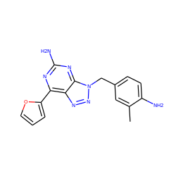 Cc1cc(Cn2nnc3c(-c4ccco4)nc(N)nc32)ccc1N ZINC000040863182