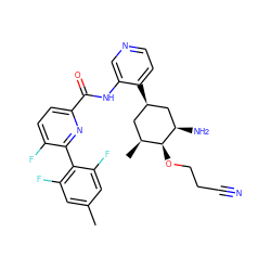 Cc1cc(F)c(-c2nc(C(=O)Nc3cnccc3[C@@H]3C[C@H](C)[C@H](OCCC#N)[C@H](N)C3)ccc2F)c(F)c1 ZINC000207197916