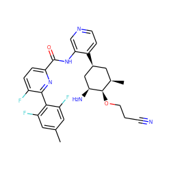 Cc1cc(F)c(-c2nc(C(=O)Nc3cnccc3[C@@H]3C[C@H](N)[C@H](OCCC#N)[C@H](C)C3)ccc2F)c(F)c1 ZINC000207197875